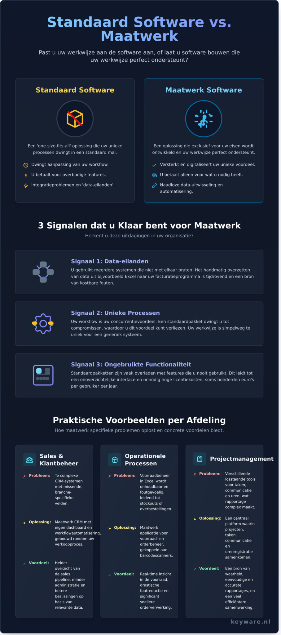 Maatwerk Software Voorbeelden: 10+ Concrete Oplossingen voor Bedrijfsproblemen - Infographic